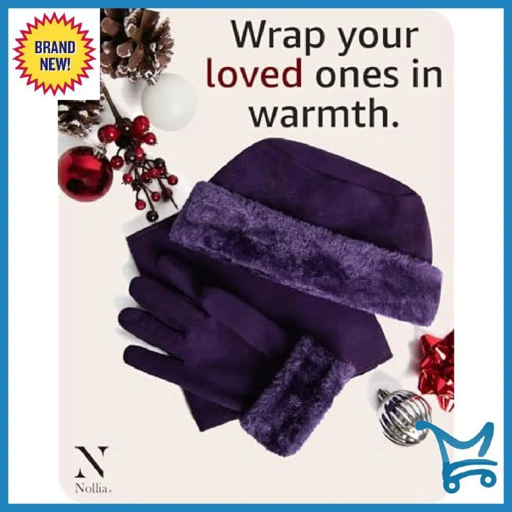 Women's Fleece Winter Hat and Glove Set - Warm Plush Polyester Accessories